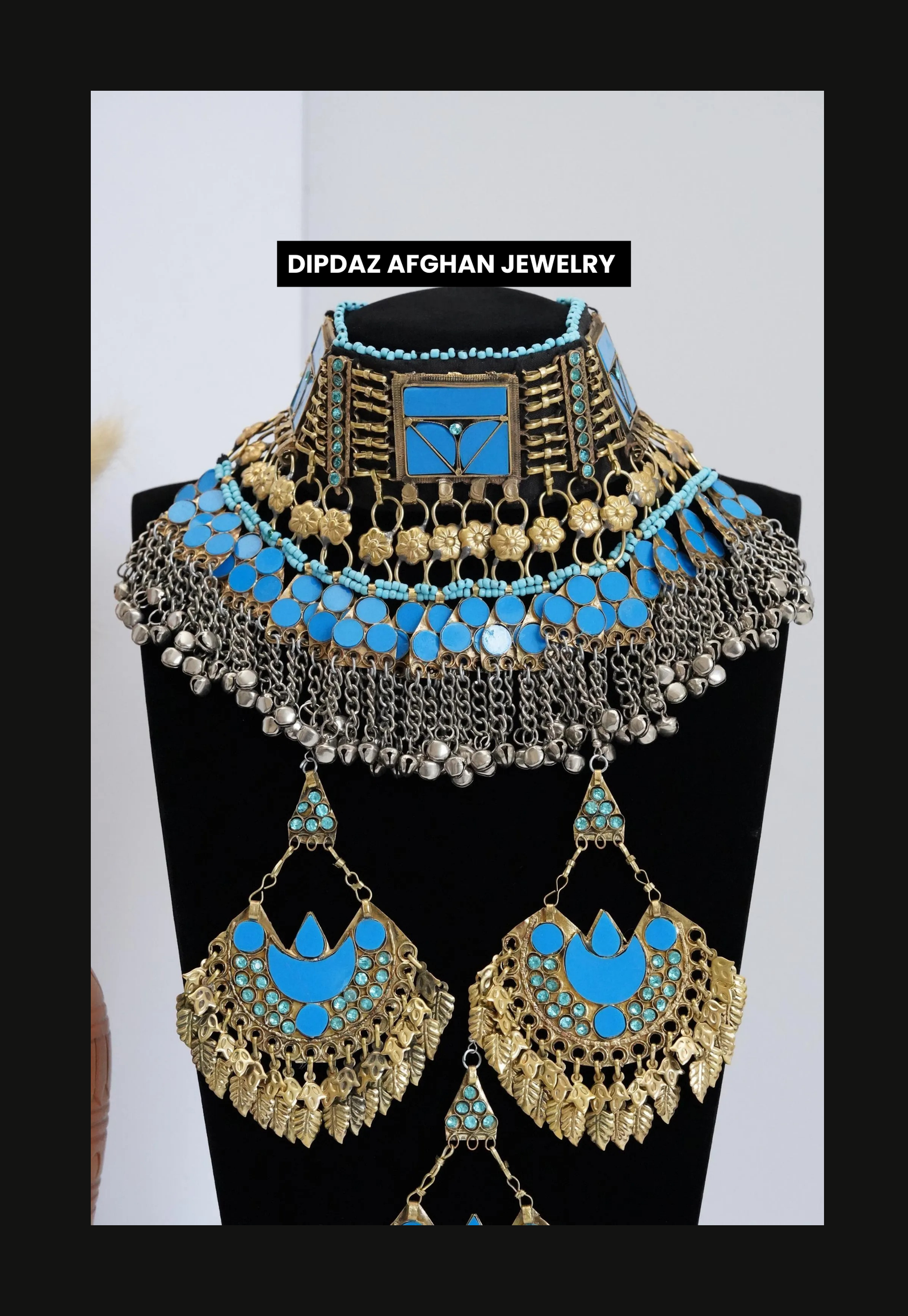 Handmade Afghan Jewelry | Traditional Ethnic Jewelry with Intricate Embroidery and Gemstones | Afghan Tribal Necklace, Earrings, and Bracelets | Unique Cultural Accessories