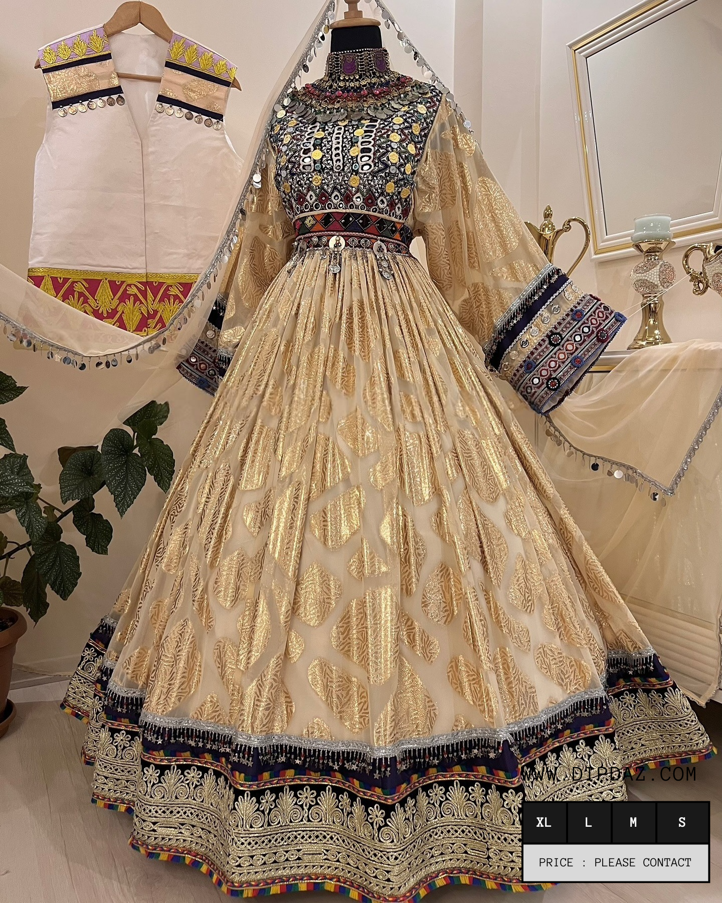 Handmade Afghan Bridal Kochi Dress | Custom-Made Traditional Afghan Wedding Gown | Embroidered Bridal Attire | Cultural Afghan Bridal Wear | Elegant Kochi Wedding Dress