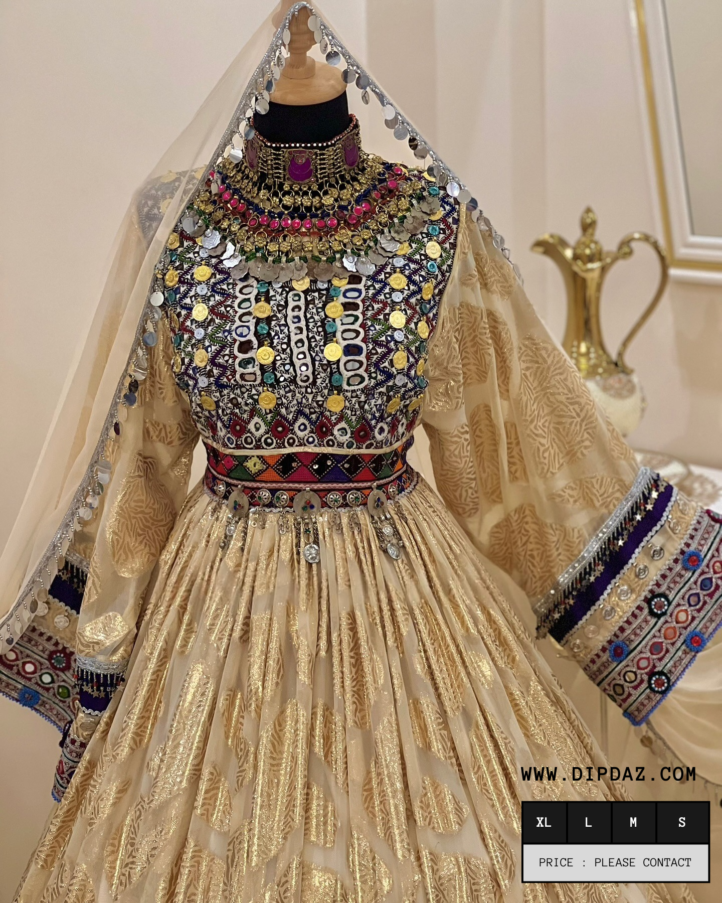 Handmade Afghan Bridal Kochi Dress | Custom-Made Traditional Afghan Wedding Gown | Embroidered Bridal Attire | Cultural Afghan Bridal Wear | Elegant Kochi Wedding Dress