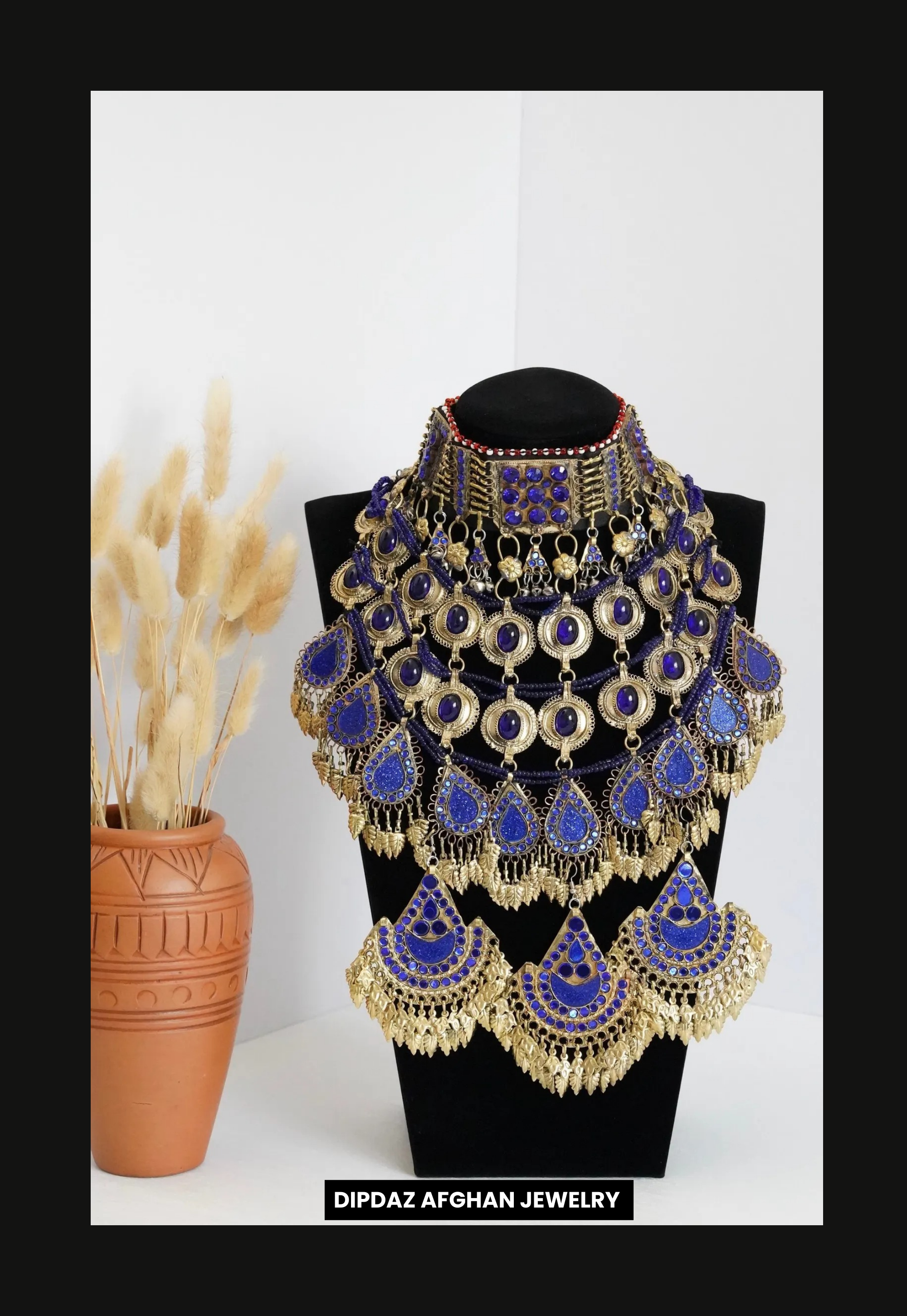 Handmade Afghan Jewelry | Traditional Ethnic Jewelry with Intricate Embroidery and Gemstones | Afghan Tribal Necklace, Earrings, and Bracelets | Unique Cultural Accessories