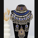 Handmade Afghan Jewelry | Traditional Ethnic Jewelry with Intricate Embroidery and Gemstones | Afghan Tribal Necklace, Earrings, and Bracelets | Unique Cultural Accessories