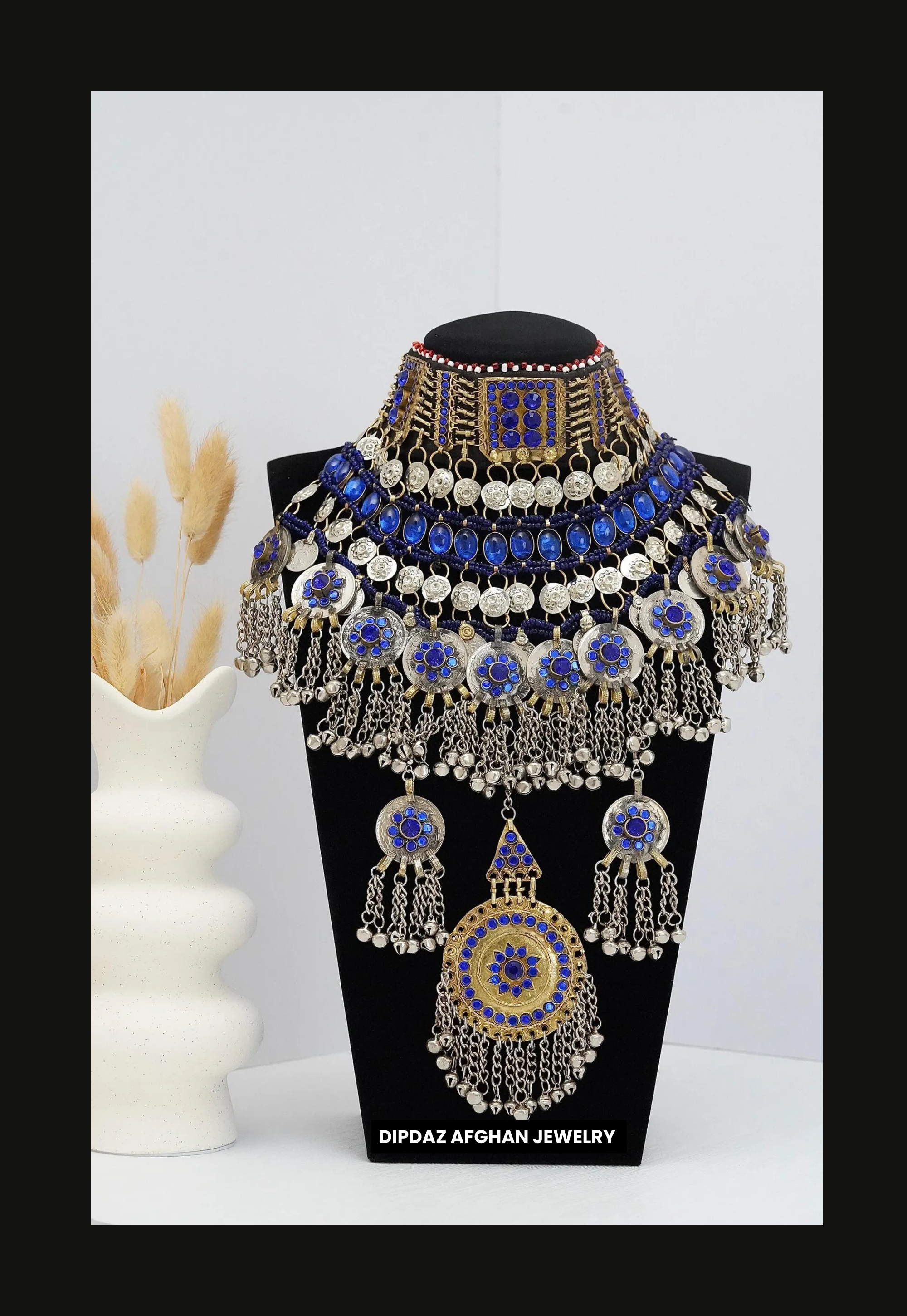 Handmade Afghan Jewelry | Traditional Ethnic Jewelry with Intricate Embroidery and Gemstones | Afghan Tribal Necklace, Earrings, and Bracelets | Unique Cultural Accessories