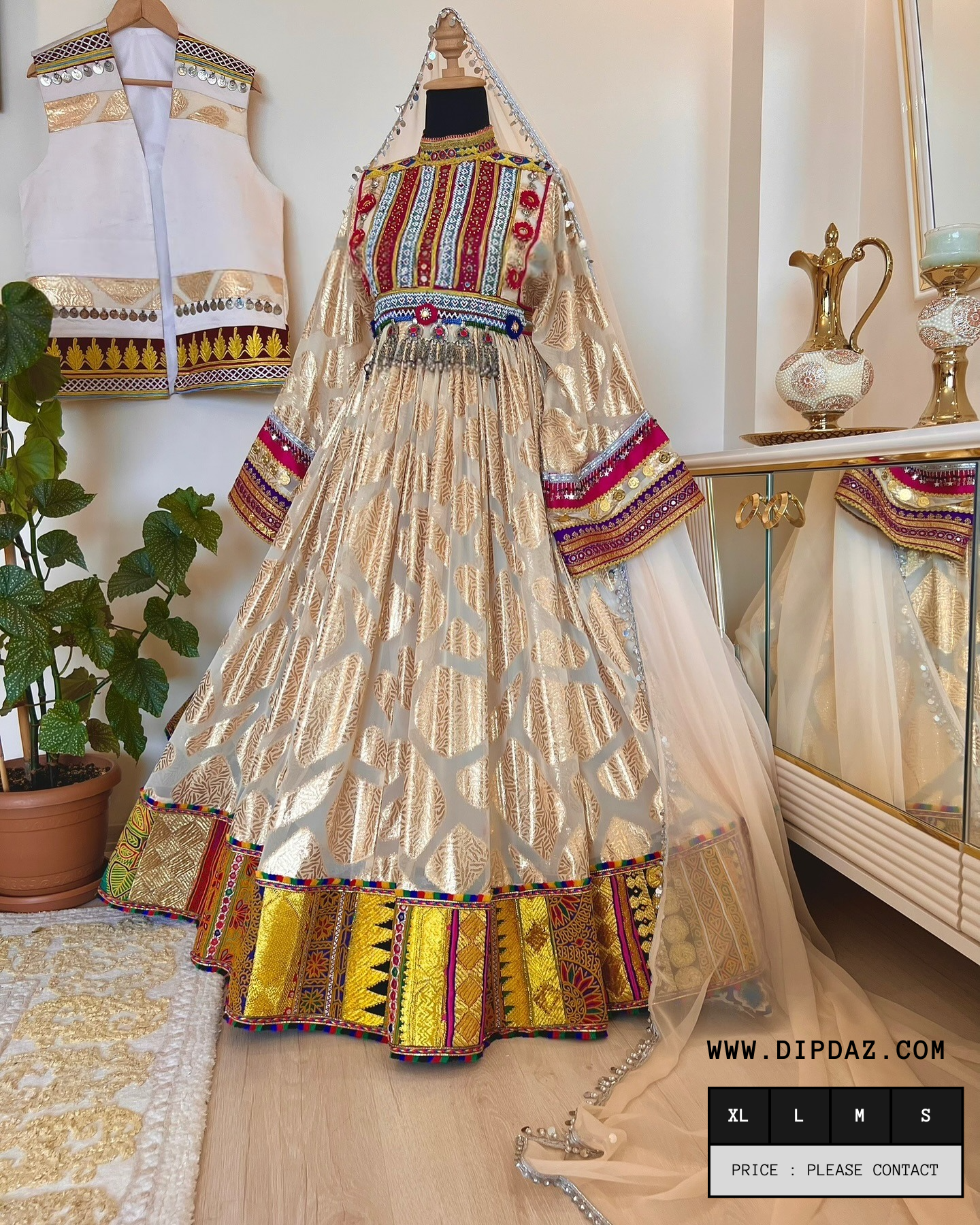 Handmade Afghan Bridal Kochi Dress | Custom-Made Traditional Afghan Wedding Gown | Embroidered Bridal Attire | Cultural Afghan Bridal Wear | Elegant Kochi Wedding Dress