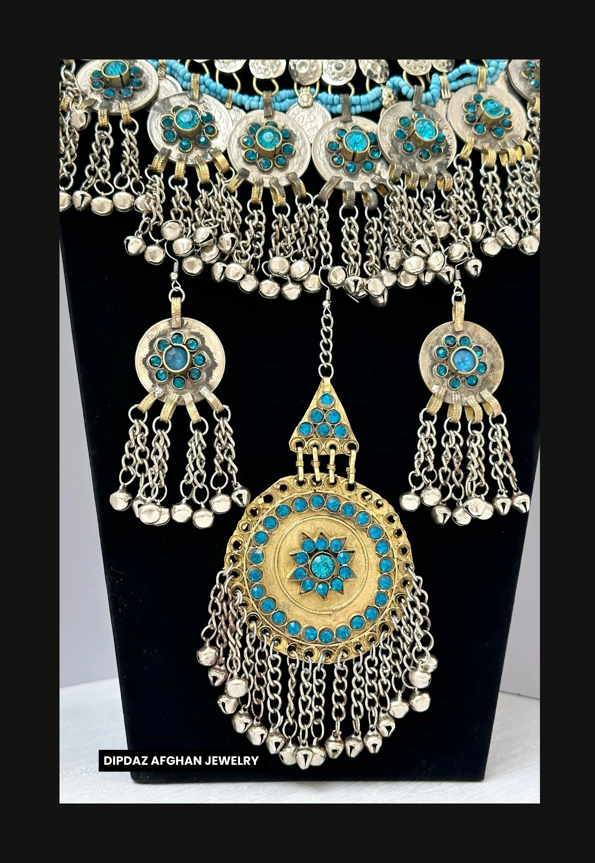 Handmade Afghan Jewelry | Traditional Ethnic Jewelry with Intricate Embroidery and Gemstones | Afghan Tribal Necklace, Earrings, and Bracelets | Unique Cultural Accessories