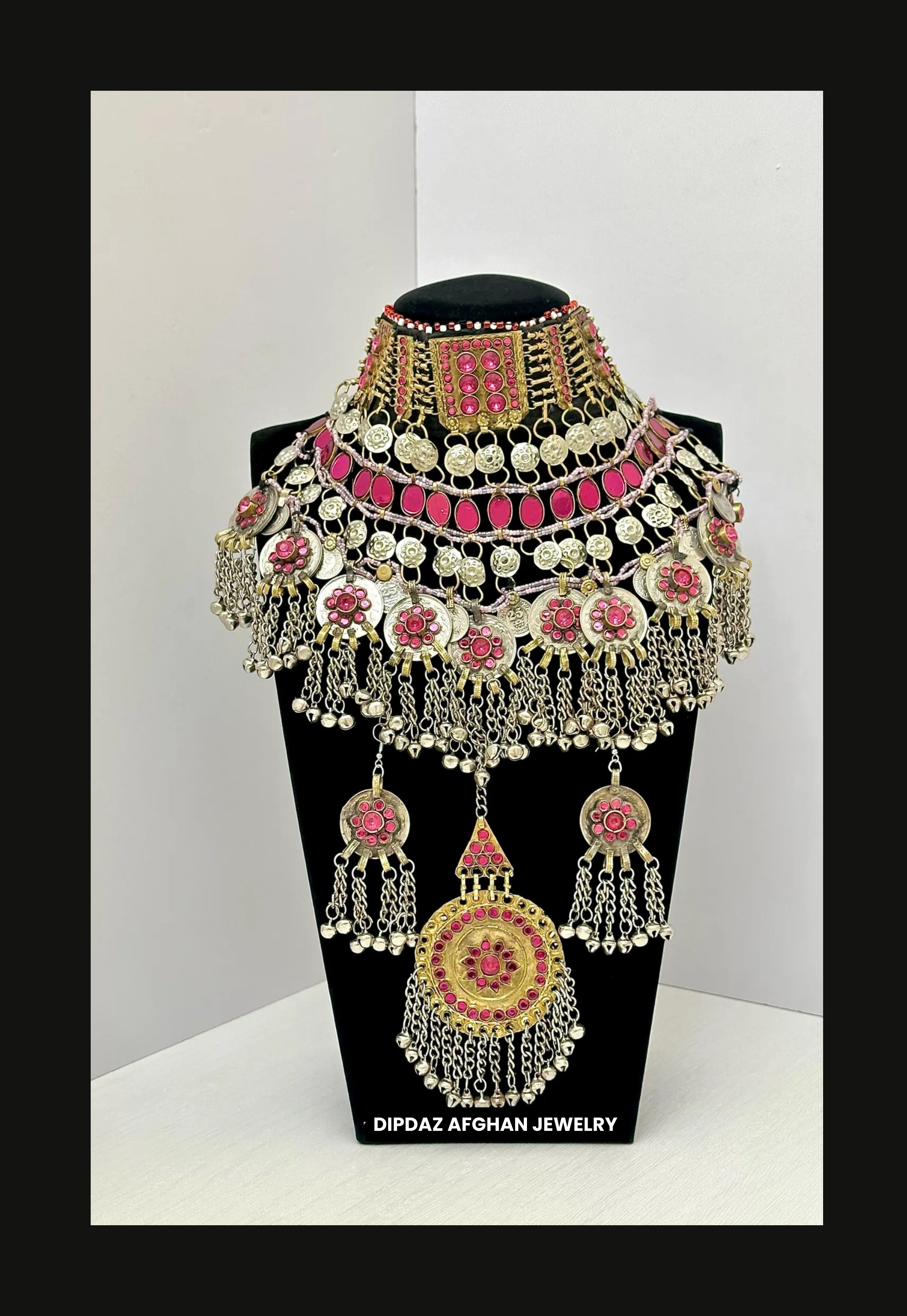 Handmade Afghan Jewelry | Traditional Ethnic Jewelry with Intricate Embroidery and Gemstones | Afghan Tribal Necklace, Earrings, and Bracelets | Unique Cultural Accessories