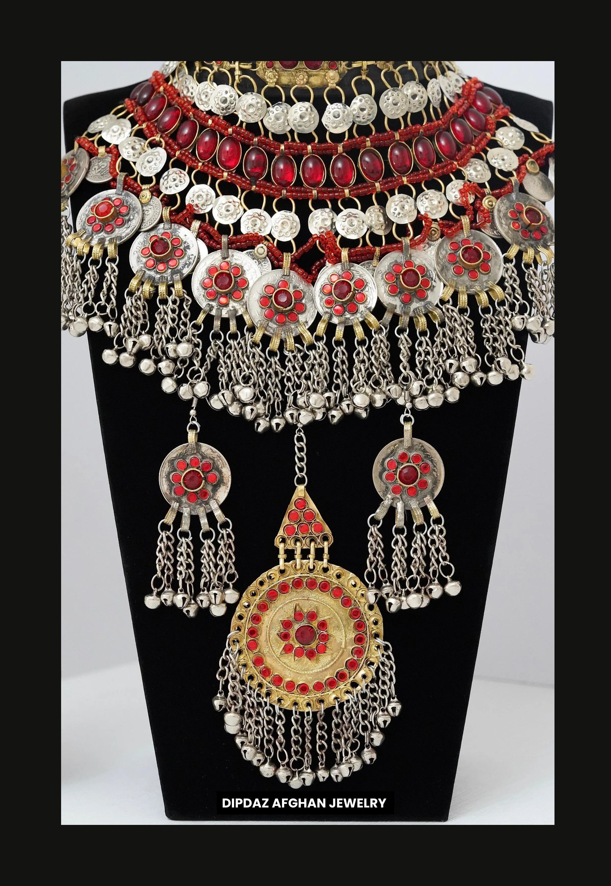 Handmade Afghan Jewelry | Traditional Ethnic Jewelry with Intricate Embroidery and Gemstones | Afghan Tribal Necklace, Earrings, and Bracelets | Unique Cultural Accessories