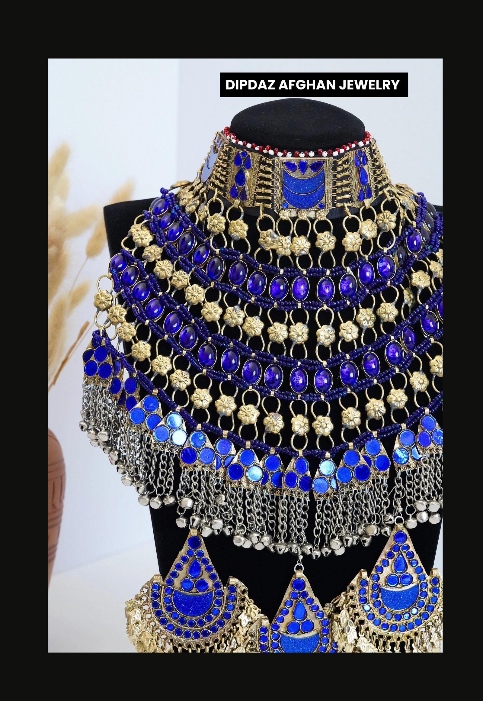 Handmade Afghan Jewelry | Traditional Ethnic Jewelry with Intricate Embroidery and Gemstones | Afghan Tribal Necklace, Earrings, and Bracelets | Unique Cultural Accessories