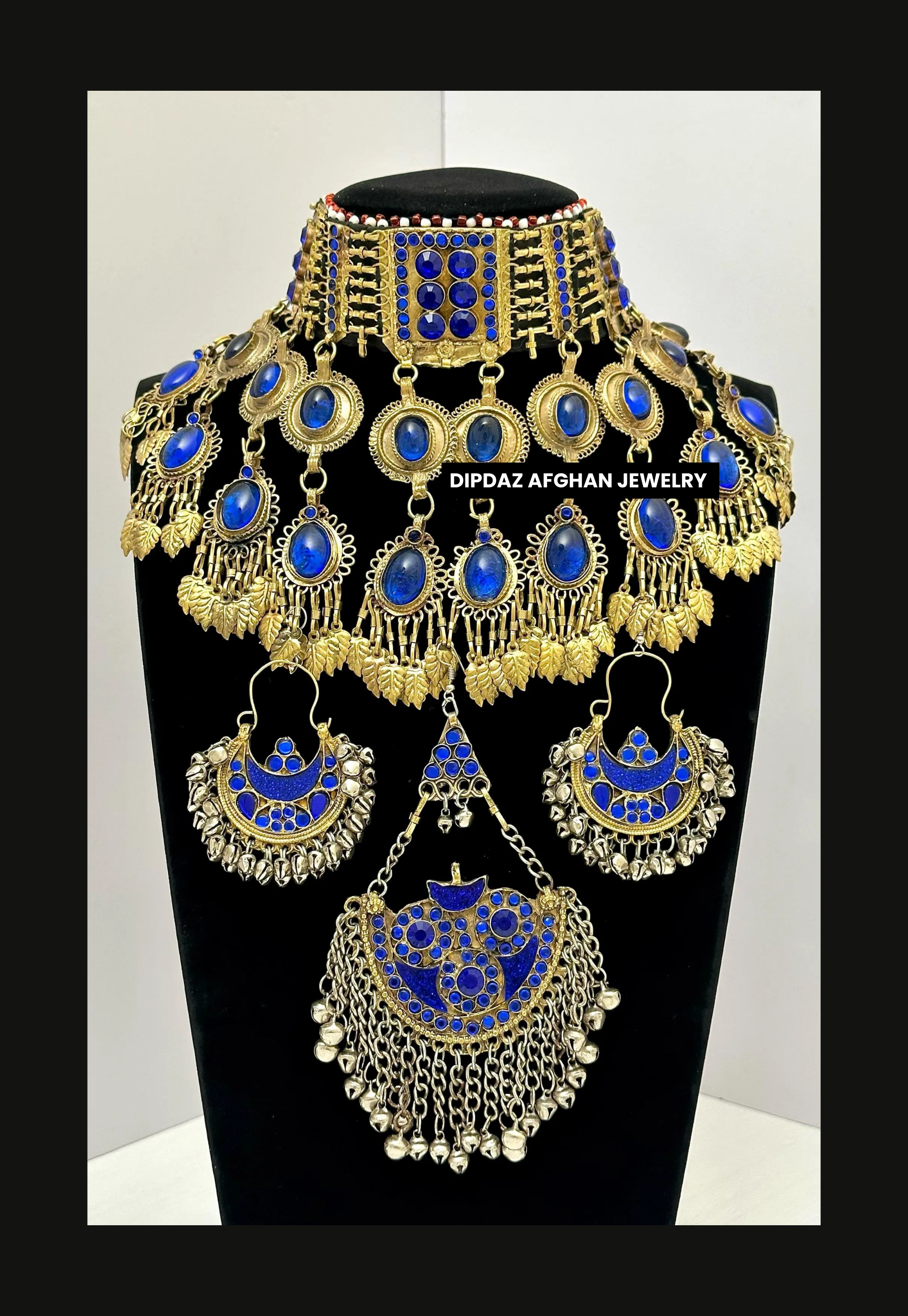 Handmade Afghan Jewelry | Traditional Ethnic Jewelry with Intricate Embroidery and Gemstones | Afghan Tribal Necklace, Earrings, and Bracelets | Unique Cultural Accessories