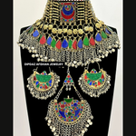 Handmade Afghan Jewelry | Traditional Ethnic Jewelry with Intricate Embroidery and Gemstones | Afghan Tribal Necklace, Earrings, and Bracelets | Unique Cultural Accessories