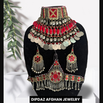 Handmade Afghan Jewelry | Traditional Ethnic Jewelry with Intricate Embroidery and Gemstones | Afghan Tribal Necklace, Earrings, and Bracelets | Unique Cultural Accessories