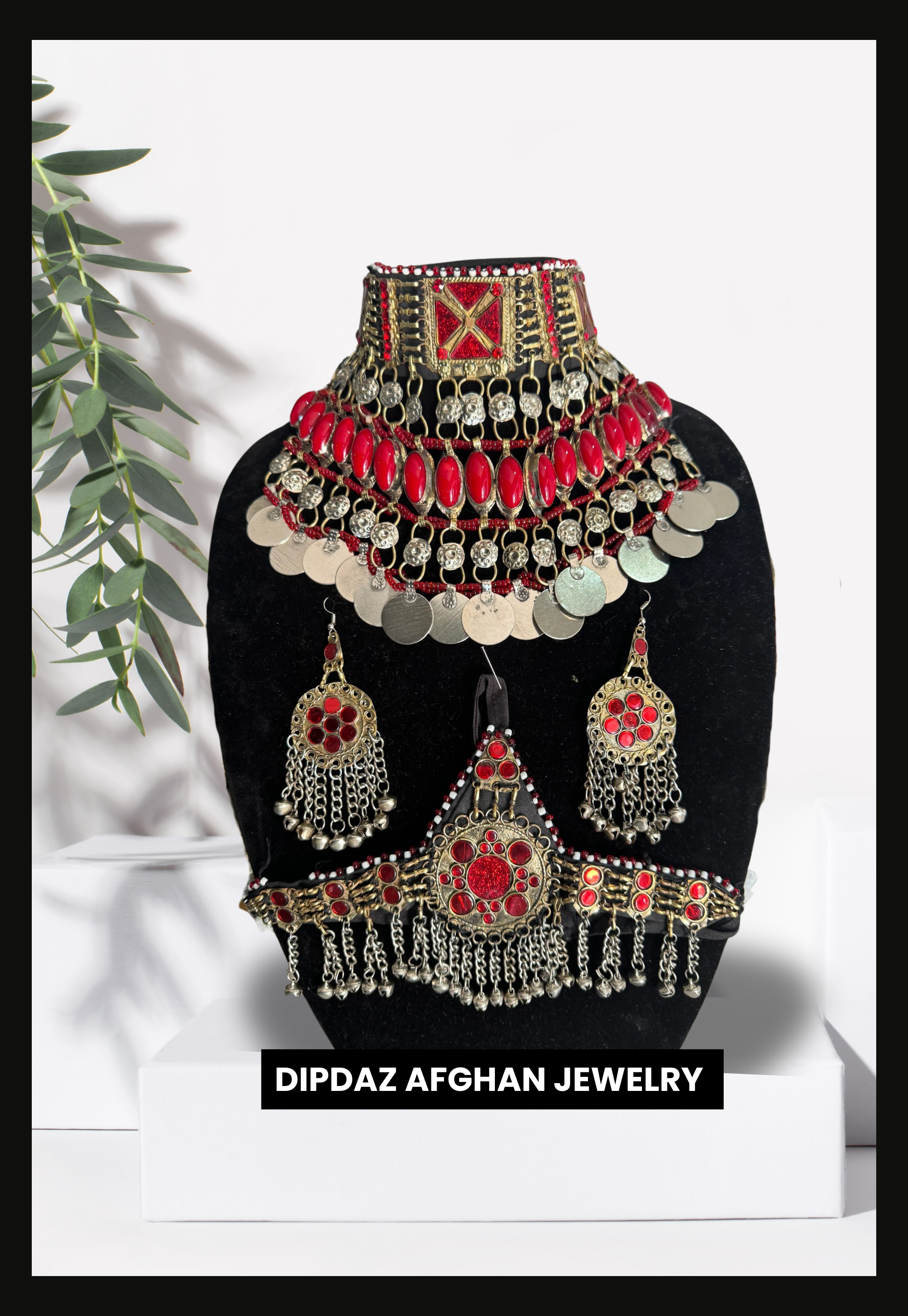 Handmade Afghan Jewelry | Traditional Ethnic Jewelry with Intricate Embroidery and Gemstones | Afghan Tribal Necklace, Earrings, and Bracelets | Unique Cultural Accessories