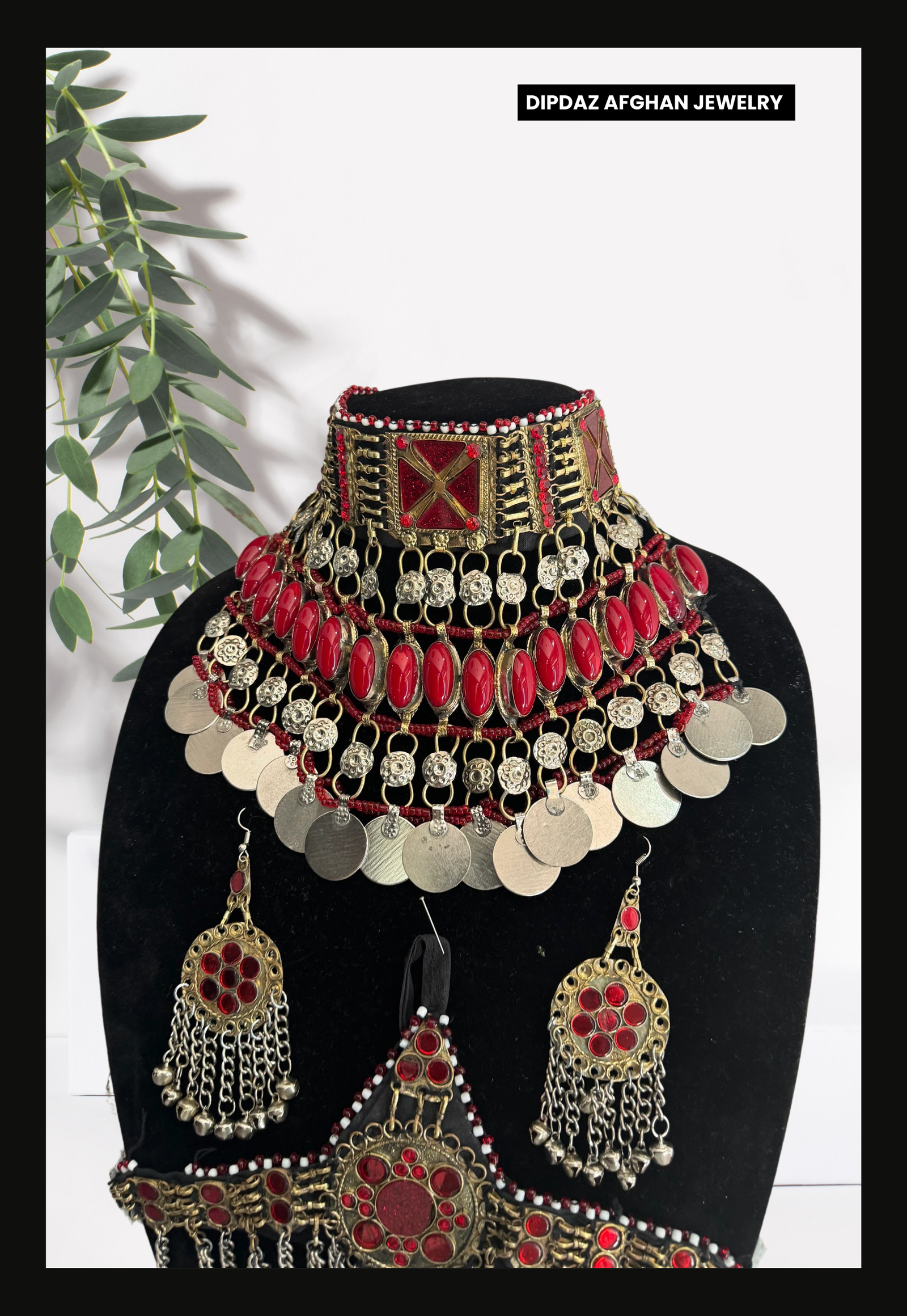 Handmade Afghan Jewelry | Traditional Ethnic Jewelry with Intricate Embroidery and Gemstones | Afghan Tribal Necklace, Earrings, and Bracelets | Unique Cultural Accessories