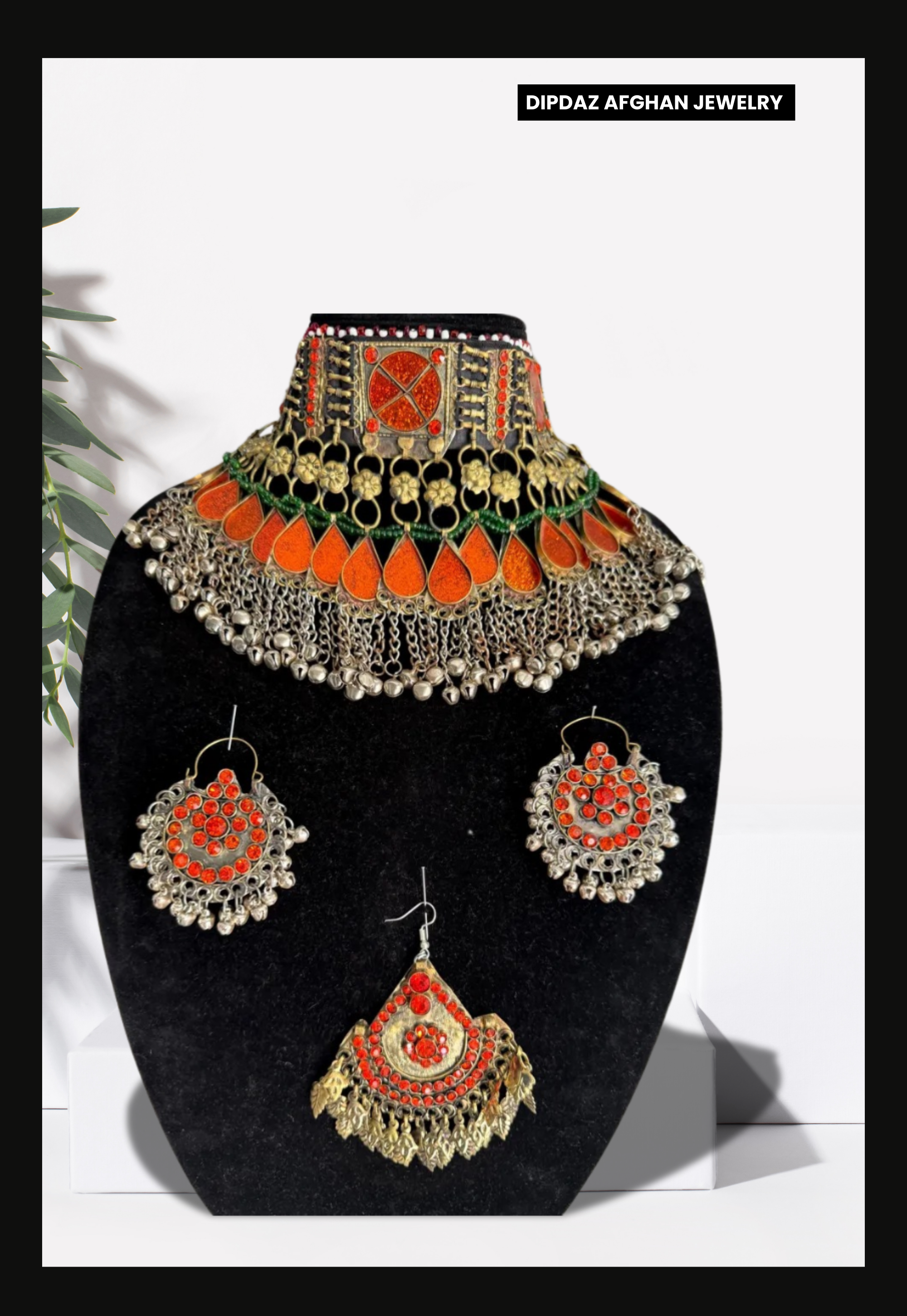 Handmade Afghan Jewelry | Traditional Ethnic Jewelry with Intricate Embroidery and Gemstones | Afghan Tribal Necklace, Earrings, and Bracelets | Unique Cultural Accessories