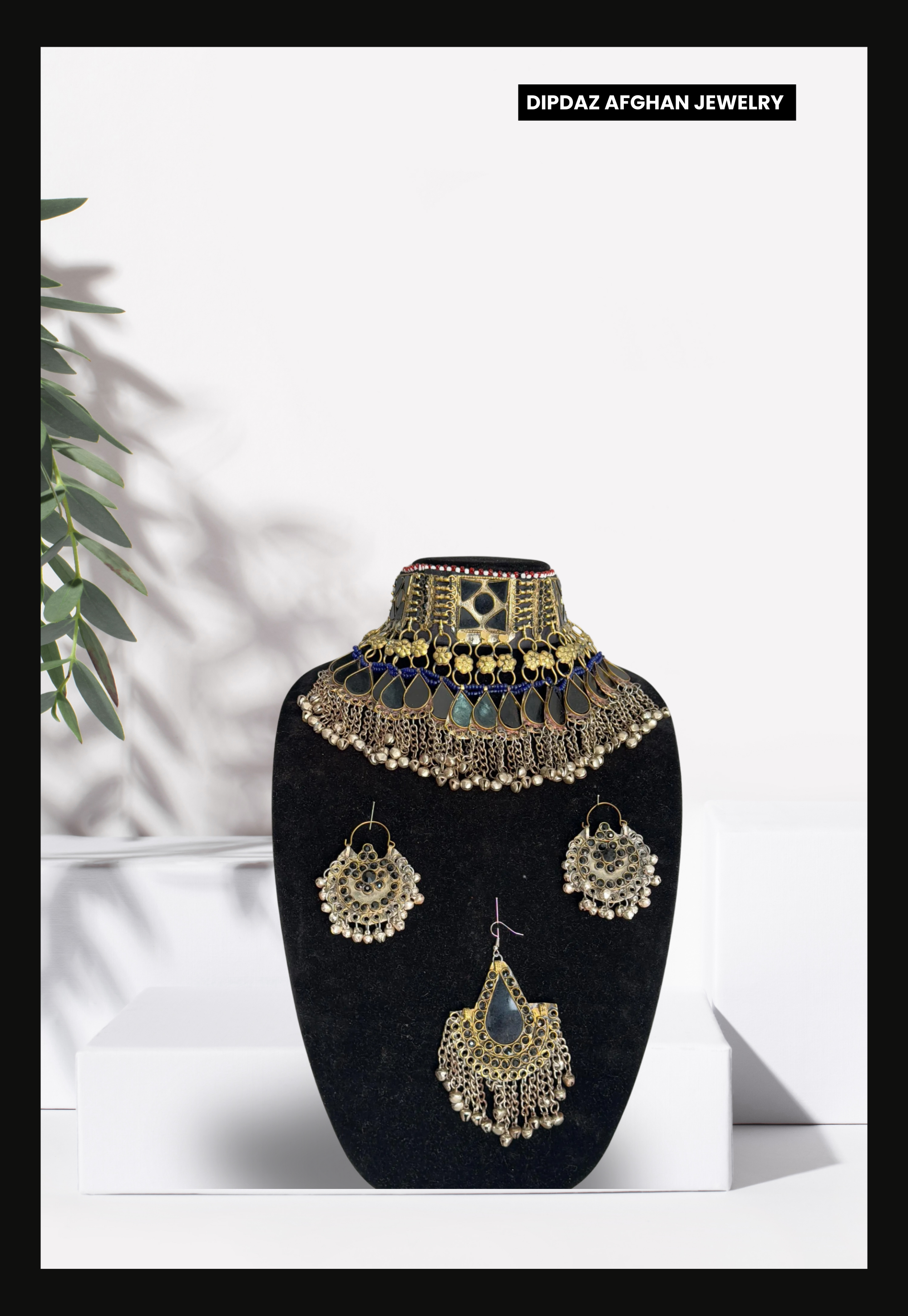 Handmade Afghan Jewelry | Traditional Ethnic Jewelry with Intricate Embroidery and Gemstones | Afghan Tribal Necklace, Earrings, and Bracelets | Unique Cultural Accessories