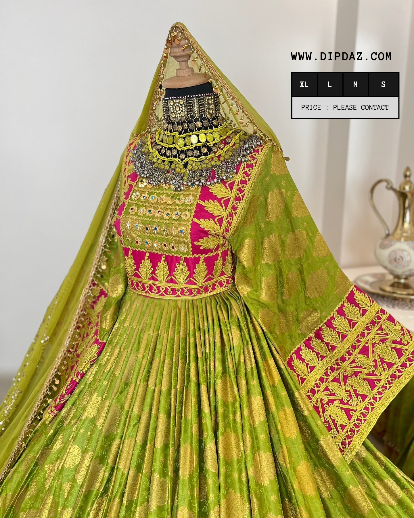 Handmade Afghan Bridal Kochi Dress | Custom-Made Traditional Afghan Wedding Gown | Embroidered Bridal Attire | Cultural Afghan Bridal Wear | Elegant Kochi Wedding Dress